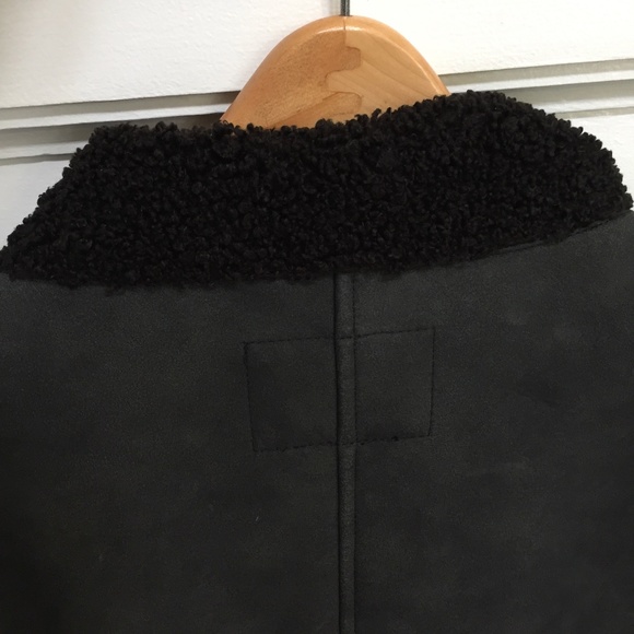 Long Faux Shearling Contrast Biker Coat by Only - Picture 7 of 13